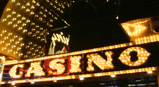 Brightly lit casino sign