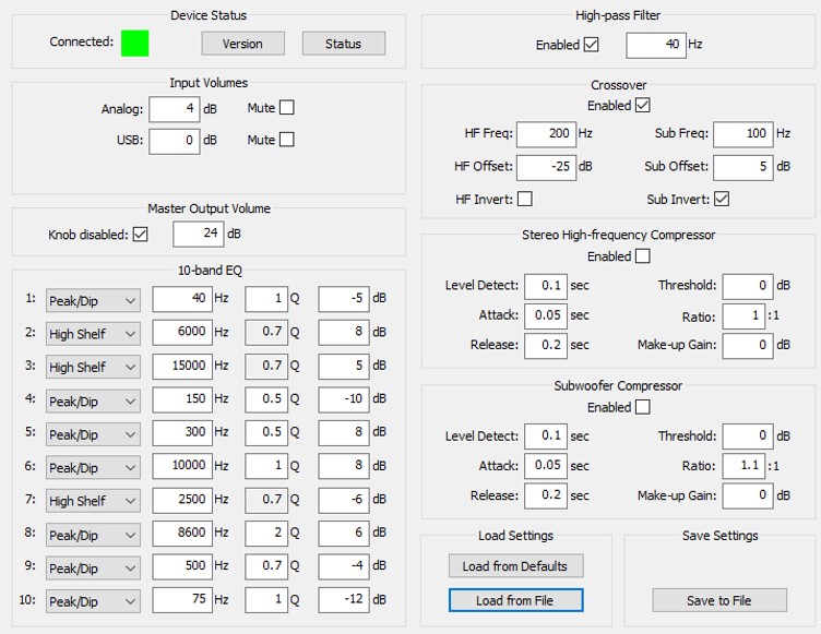 A MISCO Amplifier Graphical User Interface (GUI)