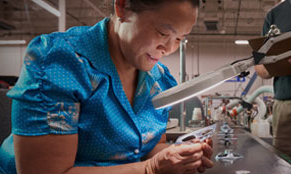 A MISCO factory line builder assembling a new speaker.