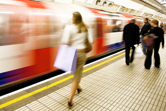 A busy subway station.