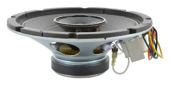 An 8 inch OEM commercial speaker attached with a transformer.
